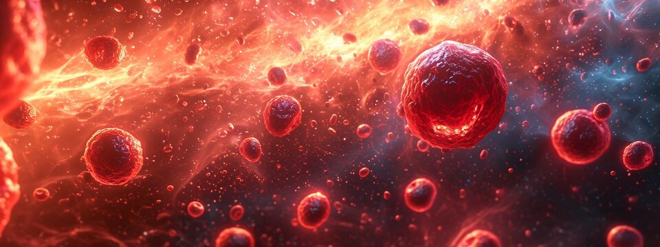 Bloody Red Blood Cells in Space: A Stunning Visual of the Human Body's Anatomy Generative AI