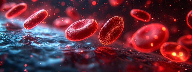 Blood Drops in the Ocean: A Stunning Visual of Red Blood Cells in the Water Generative AI