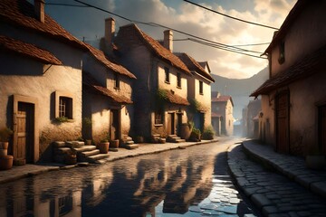 street in the town. AI generated