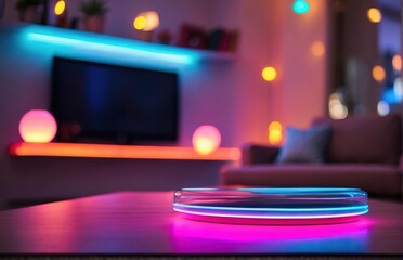 Fototapeta na wymiar Neon light in modern living room