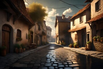 street in the old town. AI generated