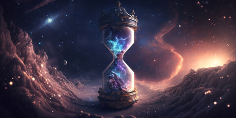 Concept of time and space, surreal fantasy artwork - obrazy, fototapety, plakaty