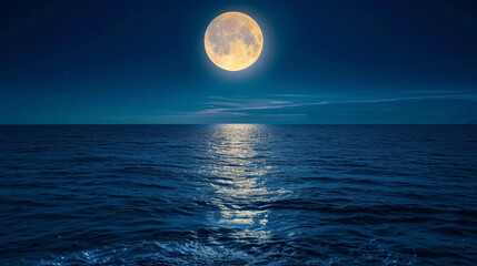 Naklejka na ściany i meble Full moon over an ocean