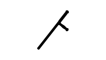Police tonfa sign, black isolated silhouette