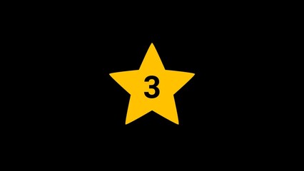 3 Number star burst Animation with transparent background