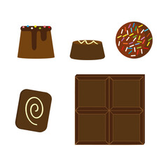 Chocolate icons. Sweet food 