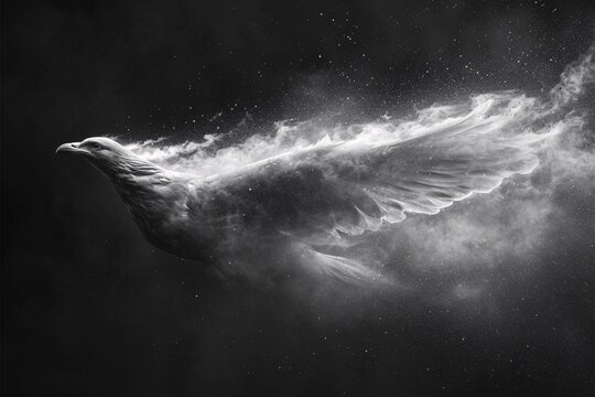 Nike's Winged Angel: A Black and White Adobe Stock Image Generative AI