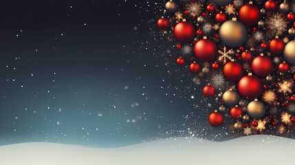 Fototapeta premium Luxurious Christmas balls on glowing bokeh background, Christmas and New Year minimalistic background