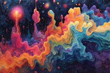 Colorful Cosmic Creations: A Vibrant Visual Experience for the Month of May Generative AI - obrazy, fototapety, plakaty