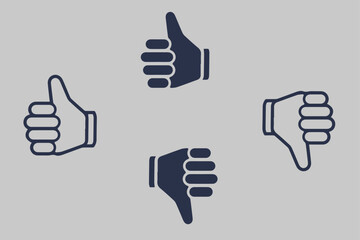 Thumb up & thumb down icons. Thumbs Up Down Vector Illustration Logo. Flat style. Social media concept. Like and dislike symbols