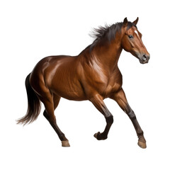 Beautiful brown horse isolated on white