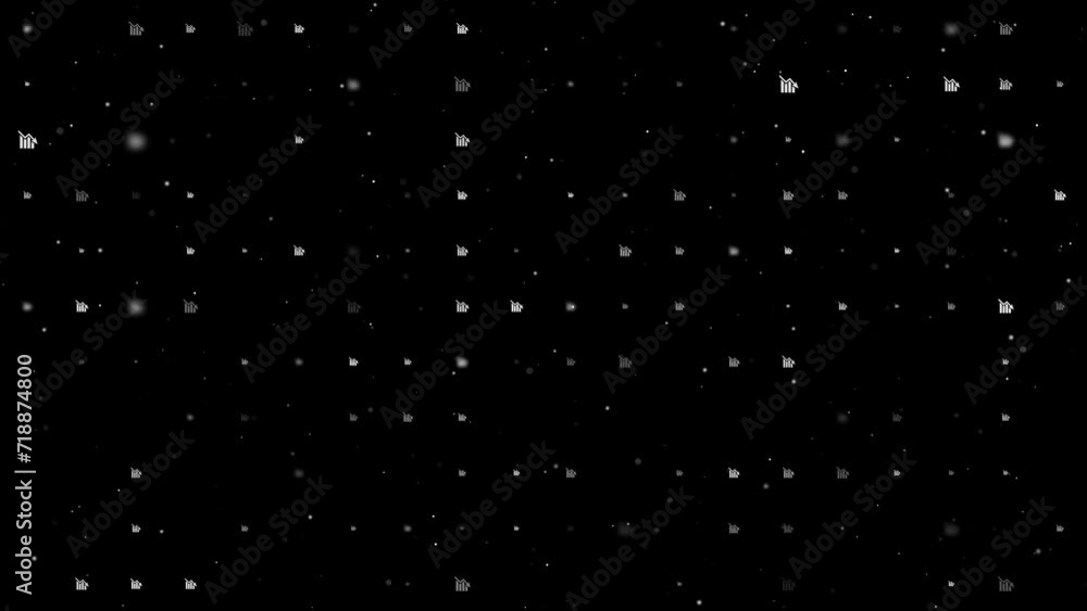 Poster template animation of evenly spaced chart down symbols of different sizes and opacity. animation of 