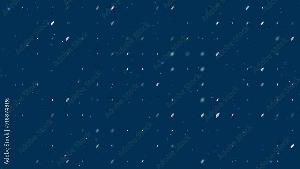 Poster template animation of evenly spaced leaflet symbols of different sizes and opacity. animation of tra