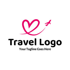 Travel Love Logo, Editable Vector Logo Template Vector. Love Trip Travel Logo Design Template