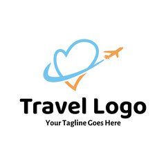 Travel Love Logo, Editable Vector Logo Template Vector. Love Trip Travel Logo Design Template
