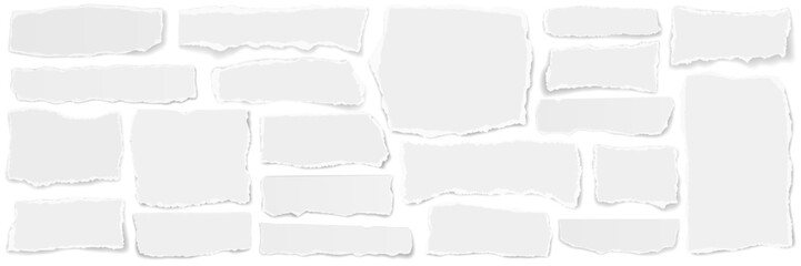 Torn paper strips set. Torn sheets of paper. Paper collage. Vector illustration. - 718876696
