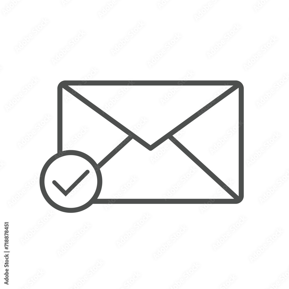 Poster message envelope or mail check line art icon for apps and websites vector