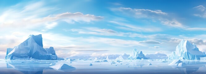 Icebergs at the poles in winter. generative AI