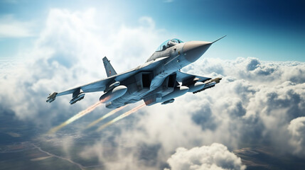Fototapeta na wymiar 3d render fighter jet in the sky military aircraft