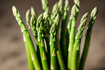 A bunch of vibrant green asparagus spears.