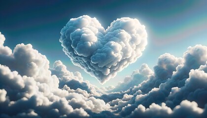 Heart-shaped cloud in the sky. Valentine's Day concept