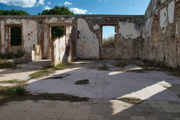 Old Carabinieri barracks, a place of historical interest near Barcelona, on the Llobregat beach.