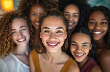 Portrait of a group of woman: Celebrating International Women's Day with Diversity Equity Inclusivity in the Industry with Multiracial Female
