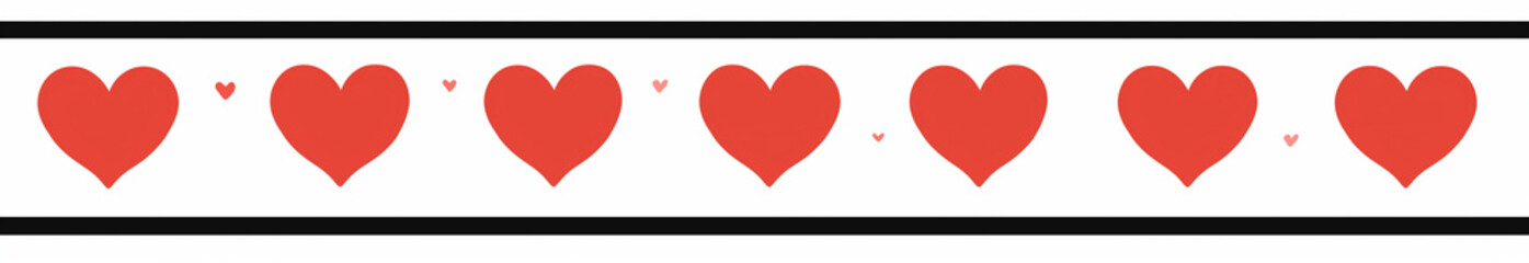 Minimalist hearts in a row, great for clean design elements, simple Valentine's wishes, and modern love-themed online content