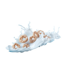 Obraz na płótnie Canvas Splasing milk with cereal isolated transparent, Generative AI