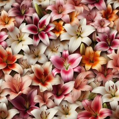 Fototapeta premium Lily Elegance: Texture of Many Beautiful Lilies
