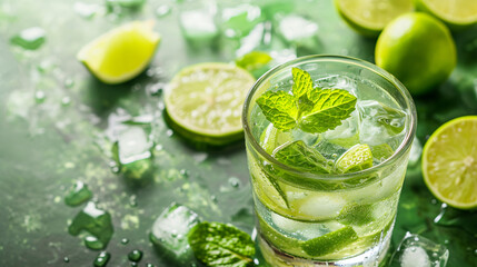 Refreshing mojito with lime mint