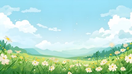 Obraz premium Spring nature background with flowers for a healthy lifestyle , Spring nature background, flowers, healthy lifestyle