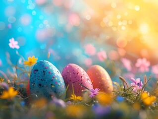 Painted Easter Eggs Illustration Background and Wallpaper