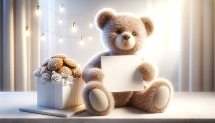 White Day gift teddy bear and cookie box with white paper