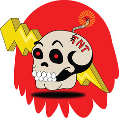 Vector Skull TNT. Cartoon Skull TNT