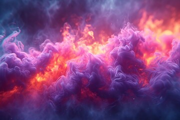 Purple Smoke: A Neon-Glowing, Purple-Tinted Smoke Cloud Generative AI - obrazy, fototapety, plakaty