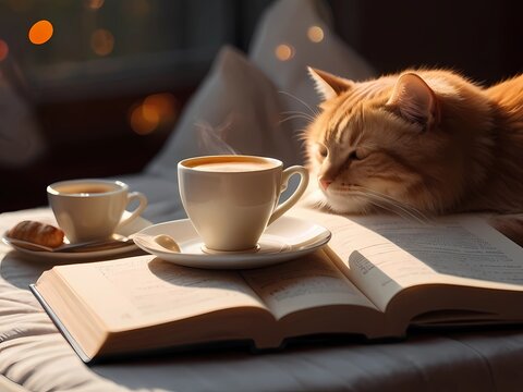 cat and coffee 
