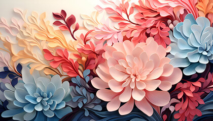 Abstract floral background with colorful flowers. 3d rendering. 3d illustration.