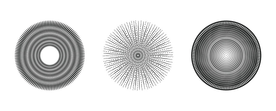 A collection of editable spiral dynamic lines. Abstract geometric circular shapes creating round patterns for frame, logo, tattoo, web pages, prints, posters, template.