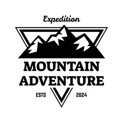 Adventure and outdoor vintage logo template, badge or emblem style. Mountain logo vector design template.
