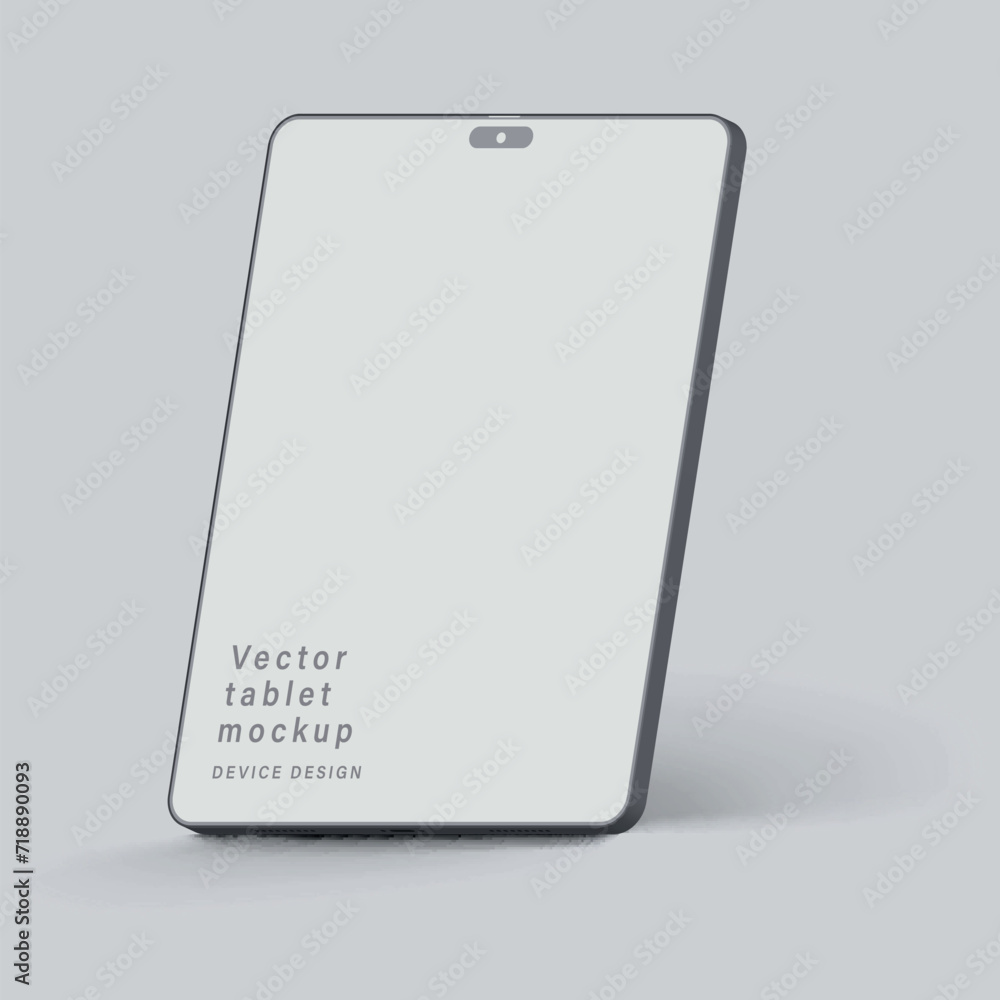 Aufkleber tablet clay mockup with blank screen isolated on grey background. device with shadow in a minimalist