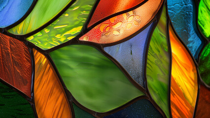 Shane’s Sanctuary: A Stained Glass Nature Close-Up - obrazy, fototapety, plakaty