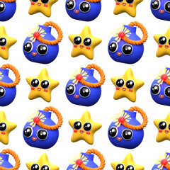 Seamless Pattern 3D Game Illustration Background