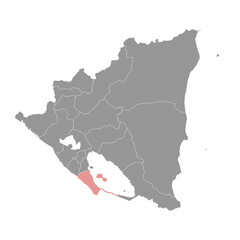 Rivas Department map, administrative division of Nicaragua. Vector illustration.