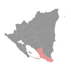 Rio San Juan Department map, administrative division of Nicaragua. Vector illustration.