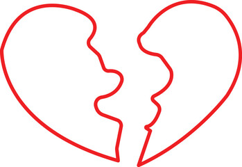 broken heart line art. broken heart or divorce flat vector icon for apps and websites