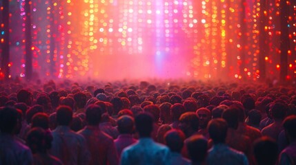 Fototapeta na wymiar Colorful Crowd at a Festival: A Vibrant Celebration of Life Generative AI