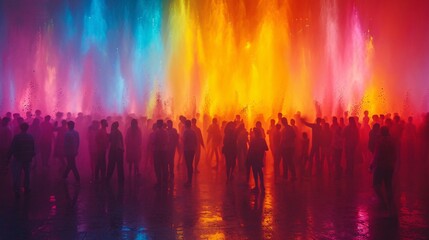 Colorful Fountain Show: A Spectacular Splash of Rainbow Colors Generative AI