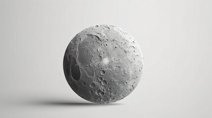 3d render gray moon on a white background