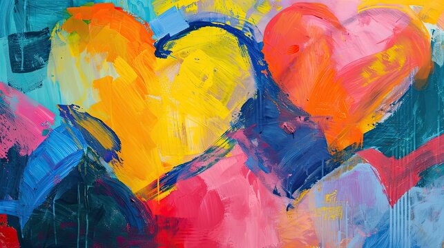 Naklejki Artistic Love Abstract. Abstract love concept wedding romance valentines day colorful hearts background wallpaper